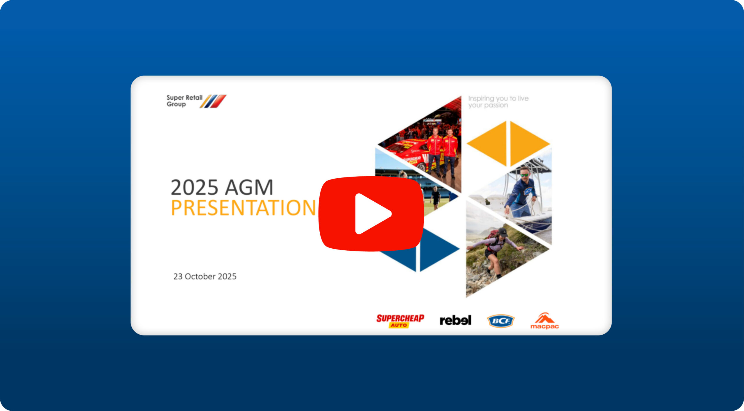 Video presentation for 2025 Super Retail Group Annual General Meeting